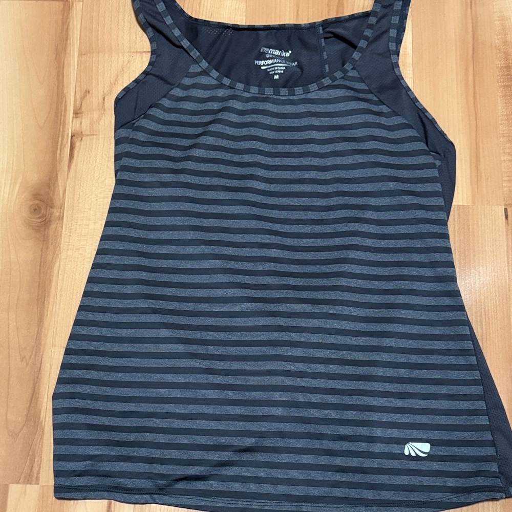 Women's Striped crossed back Black Tank Top